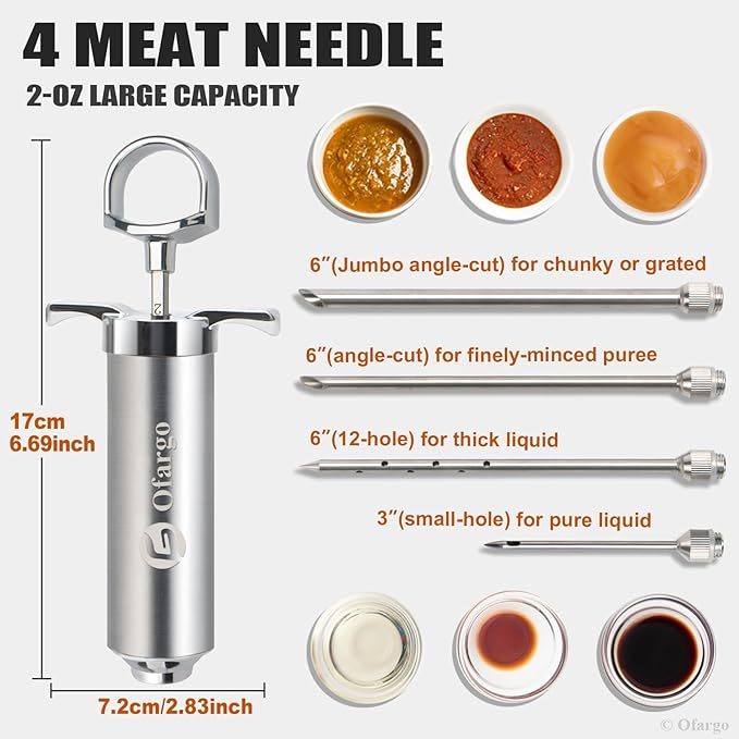 Ofargo Stainless Steel Meat Injector Syringe Kit - Image 8