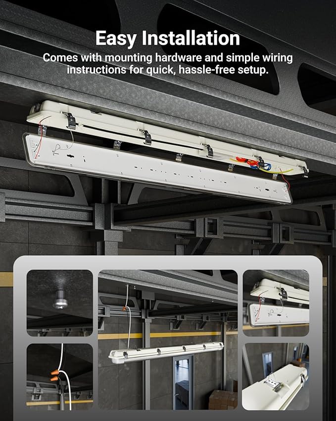 Sunco LED Ready Fixture for Garage Ceiling, 4ft Shop Lights Holds 2 LED Tube - Image 5
