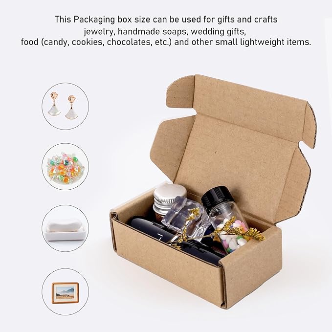 Ellbest 50 Pack Kraft Paper Boxes, Foldable Rectangular Paper Box Packing Box - Image 5