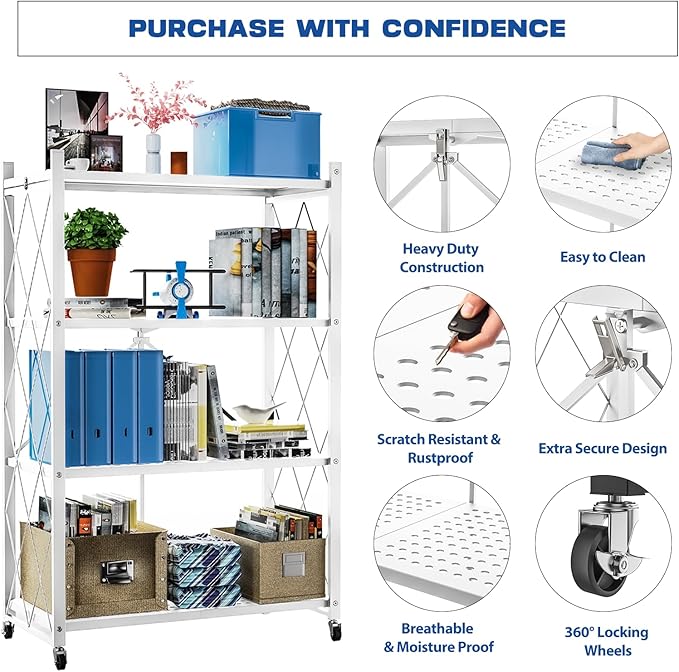Lifetime Home 4-Tier Foldable Storage Shelf - Image 4