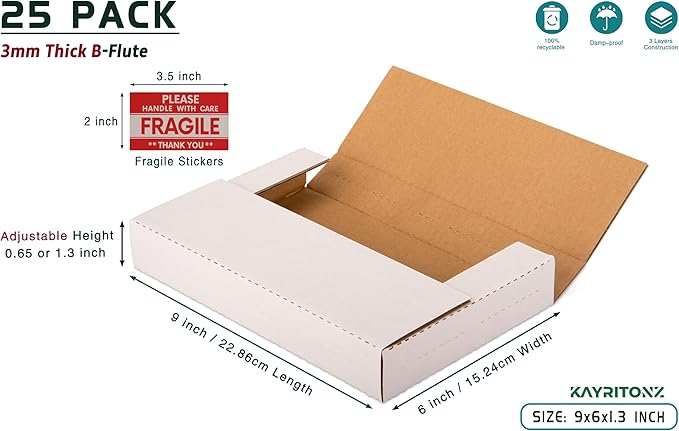 9x6x1.3 inch Mailing Boxes, Business or Home, 25 Pack - Image 2