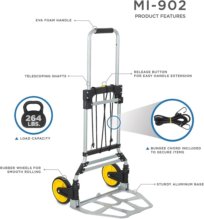 Mount-It! Folding Hand Truck and Personal Dolly, Aluminum Trolley, Heavy Duty - Image 5