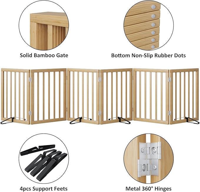 Extra Wide Dog Gates for Doorways, Bamboo Dog Gates for The House Stairs - Image 5