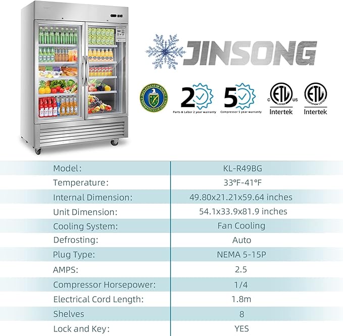 JINSONG Commercial Beverage Fridge Display Refrigerator, Glass Door Refrigerator - Image 5