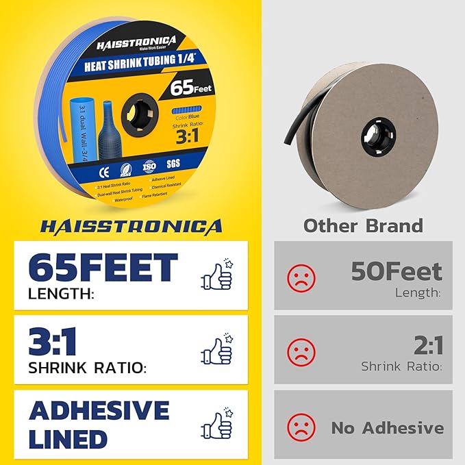 haisstronica 3:1 Heat Shrink Tubing, Shrink Ratio Adhesive Lined Marine Grade - Image 2