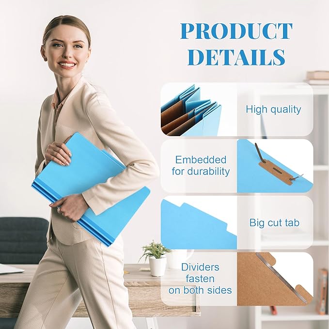 Skyygemm 12 Pcs Classification Folders Letter Size, 3 Divider Pressboard File - Image 3
