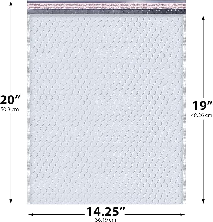 White Extra Large Poly Bubble Mailers 14.25x20 inch #7 | Self Seal Large Padded - Image 2