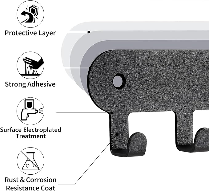 2 Pack Key Holder for Wall, Key Hooks, Key Holder Wall Mount Self Adhesive - Image 3