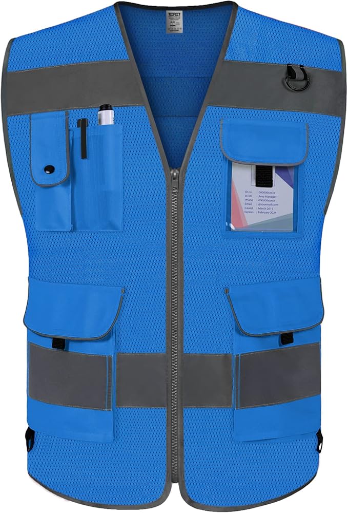 TCCFCCT Mesh Hi Vis Vest 9 Pockets High Visibility Reflective Safety Vest by TCCFCCTPROFESSIONALSAFETYSOLUTIONS