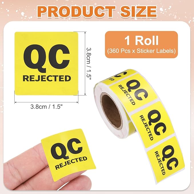 PATIKIL 360 Pcs 1 Roll QC Hold Labels, 1.5 Inch Square Inventory Control - Image 2