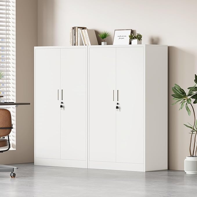 Metal Storage Cabinet with Locking Doors and 3 Adjustable Shelves, Lockable - Image 7