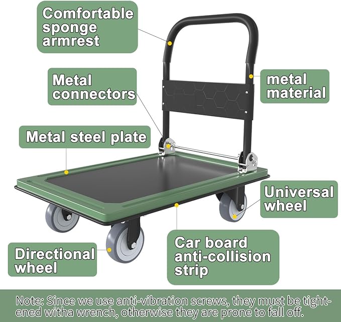 WUD Push Cart, Folding Mobile Platform Trolley, Thickened and Reinforced - Image 5