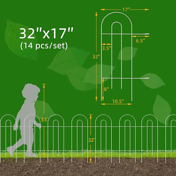 Decorative White Garden Border Fence 32inX20ft Rustproof Landscape Metal Edging - Image 4