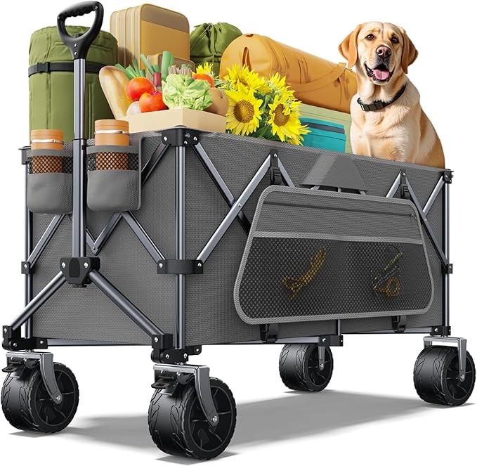 Wagons Carts Foldable Heavy Duty, 440lbs Capacity & 350L Collapsible Utility by everyfunPro