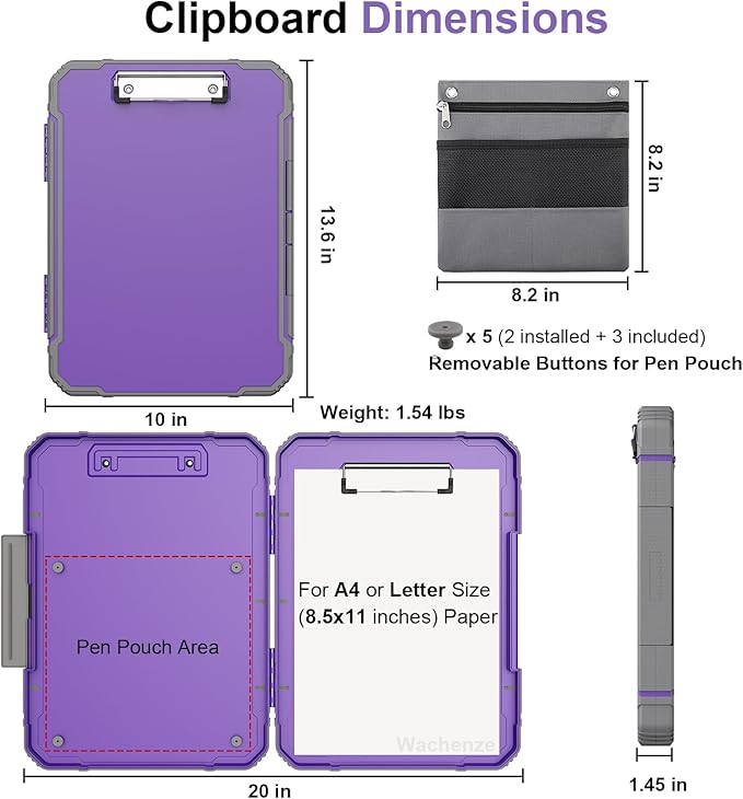 Thicker Clipboard with Storage, Internal Pen Pouch Included, A4 / Letter Size - Image 2
