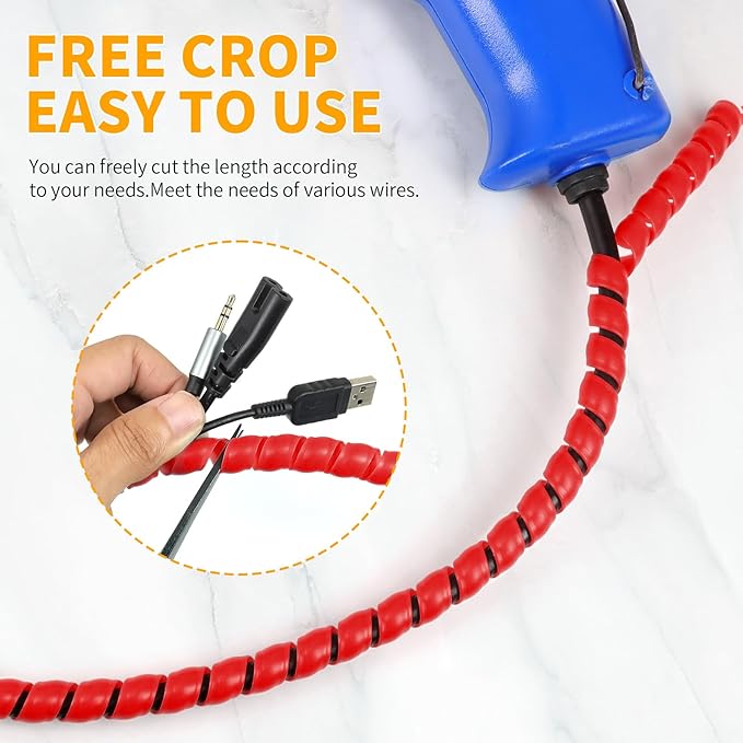 Spiral Cable Wrap, 33ft Wire Protection Sleeve Cover Cable Organizer Pipe - Image 5