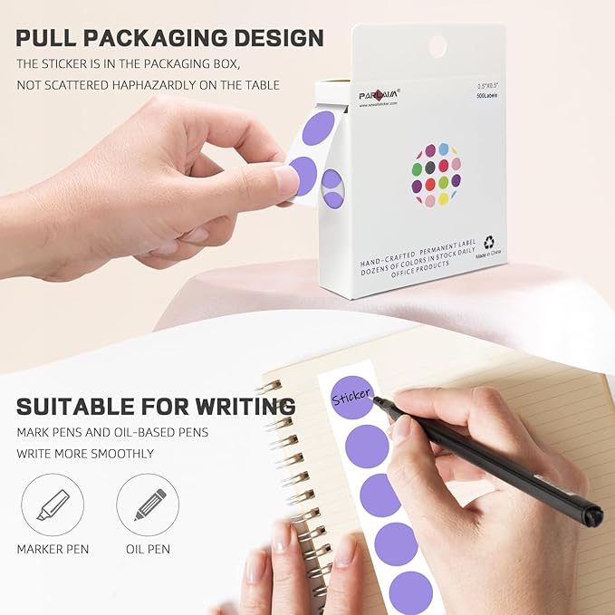 PARLAIM 1/2 Inch Round Adhesive Color-Code Dot Stickers, 500 Stickers Inventory - Image 3