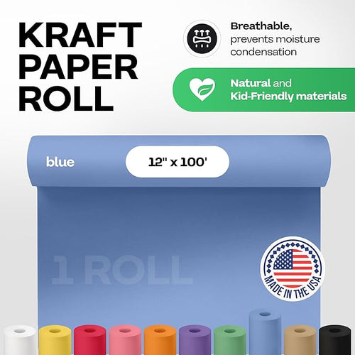12" x 1200" Blue Kraft Paper Roll - Image 2