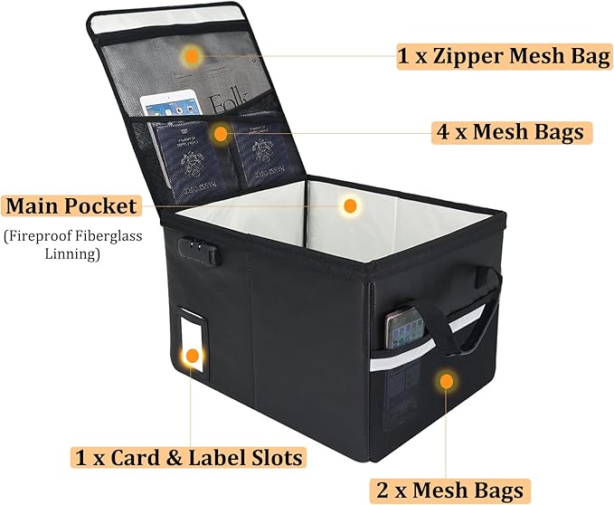 Upgraded 5200°F Fireproof Document File Organizer Box, Fireproof Storage Filing - Image 6