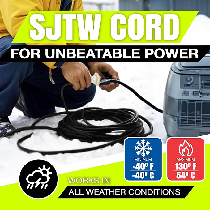 25ft Outdoor/Indoor Extension Cord 3-Outlet 12/3 Gauge Extra Heavy Duty 3 Prong - Image 8