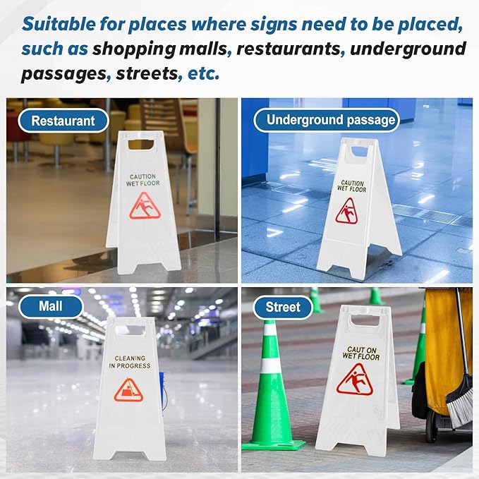 2 Pack 24 Inch Blank Floor Sign White A-frame Foldable Caution Sign Write-On - Image 6