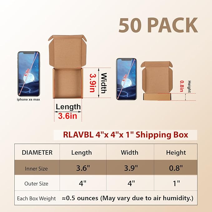 RLAVBL 4x4x1 Small Shipping Boxes Set of 50 - Image 2
