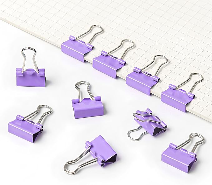 50 Pack Medium Purple Binder Clips 1 Inch, Colored Paper Clamps, Middle Size - Image 4