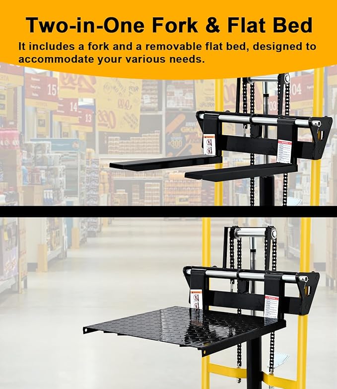 Foldable Hydraulic Material Lift, Pallet Jack Table Cart- 480-Lb. Capacity - Image 3
