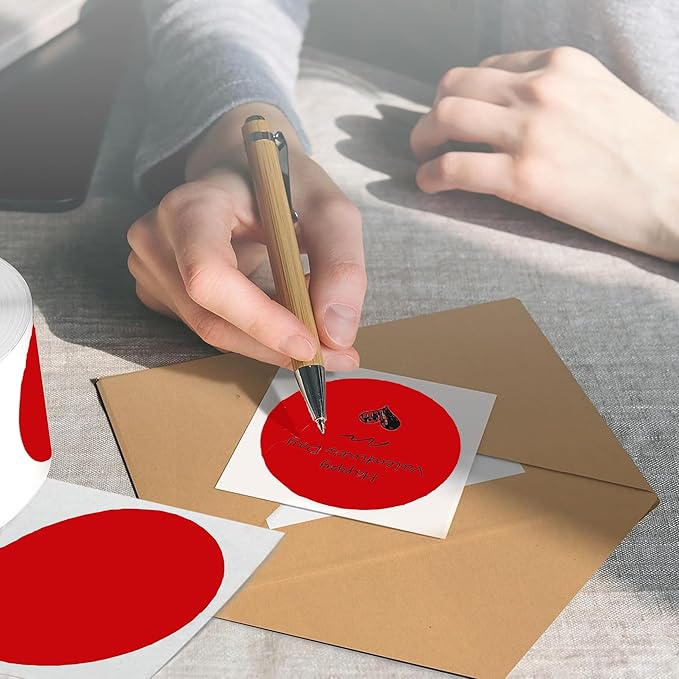 2 Inch Red Round Thermal Labels, 600 Labels/Roll, Self-Adhesive Circle - Image 5