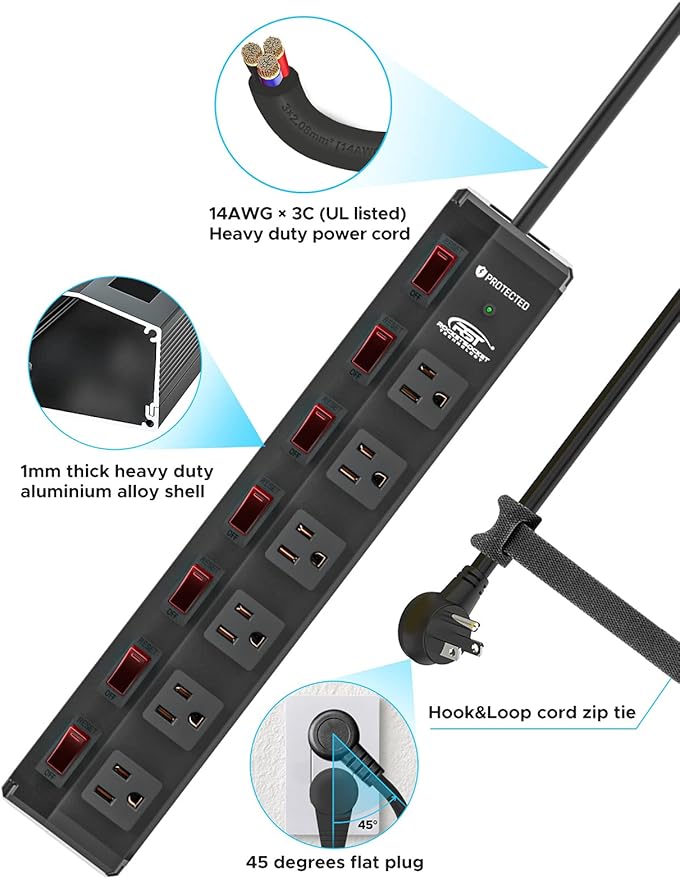 CRST 6 Outlet Metal Power Strip - Image 6