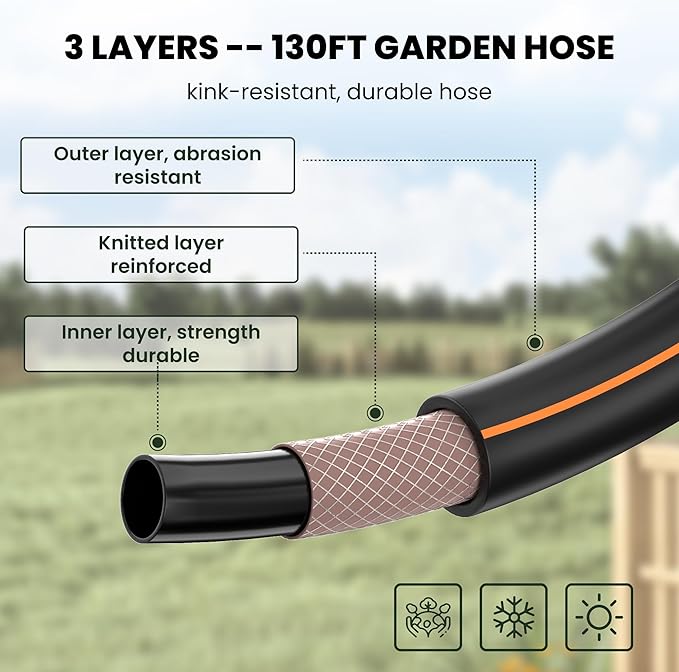 Giraffe Tools Retractable Garden Hose Reel 1/2 Inch x 130 ft, Super Heavy Duty - Image 4