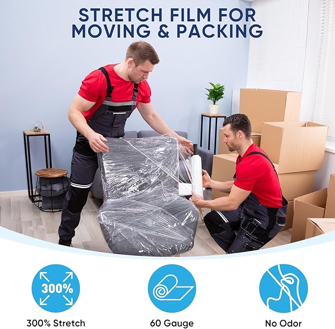 TICONN 2Pk Stretch Wrap Stretch Film Roll, 1000ft Industrial Strength 15 inch - Image 5