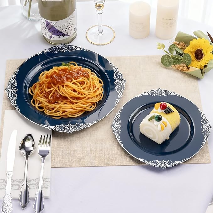 700PCS Navy Blue Plastic Plates - Image 7