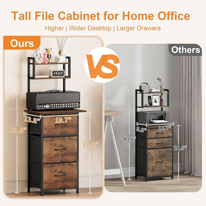 Snughome 3 Drawer Tall File Cabinet - Image 6