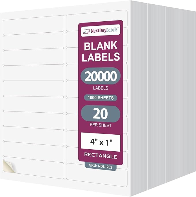 NextDayLabels – 4” x 1" Rectangular Sticker Labels by NextDayLabels