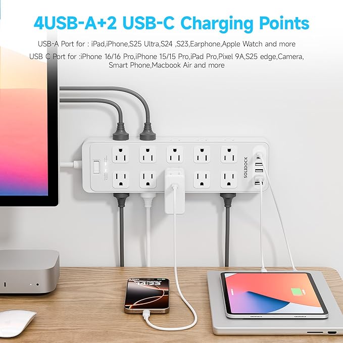 Power Strip Surge Protector Flat Plug - Image 3