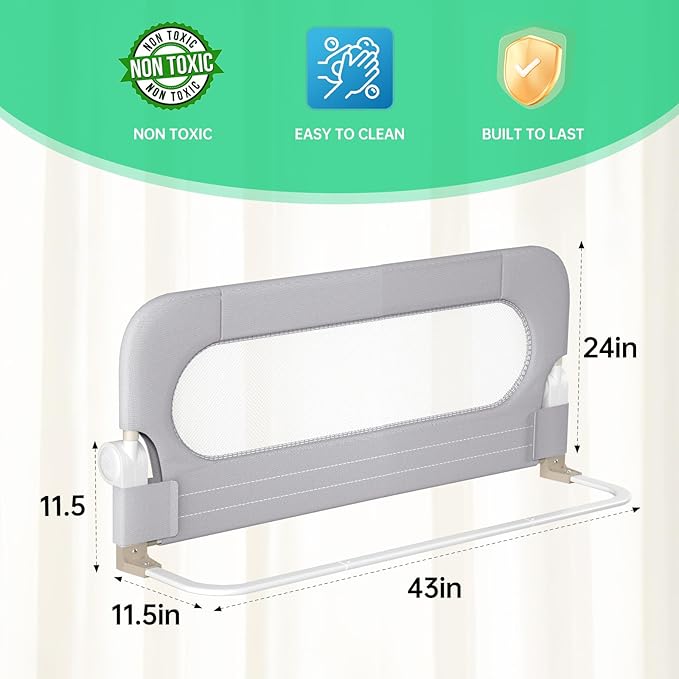 Folding Bed Rail for Toddlers, Baby Bed Rail Guard - Image 2