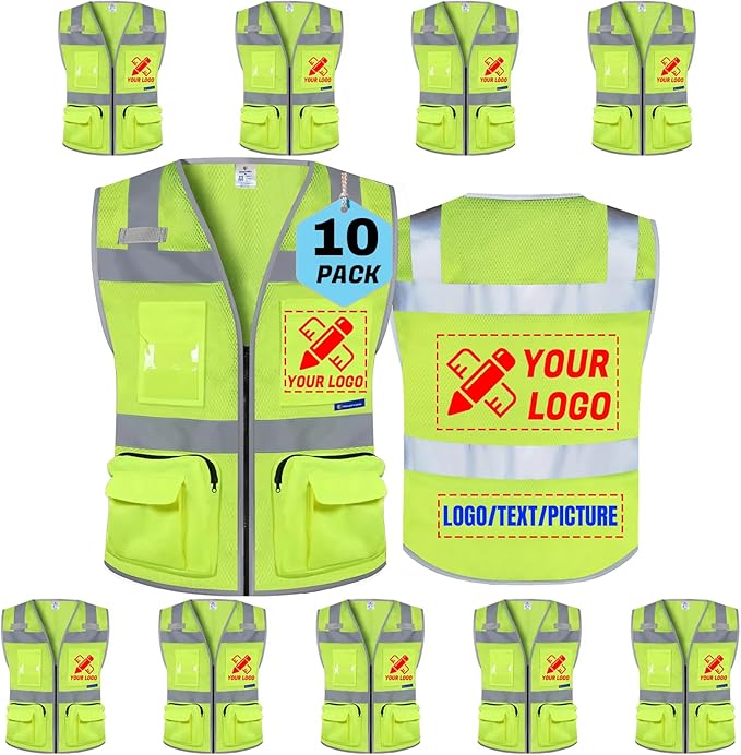 BeautyWill Custom Logo Safety Vest Class 2 High Visibility Reflective Vest by BeautyWill