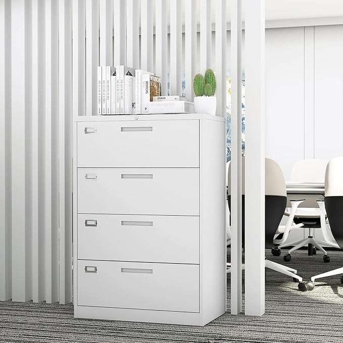 Lateral File Cabinet with Lock, 4 Drawer Large Metal Filing Cabinet, Home - Image 2