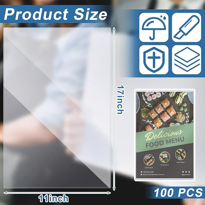 Henoyso 100 Pcs 11" x 17" Rigid Print Protectors, Heavy Duty Hard Plastic Sheet - Image 3