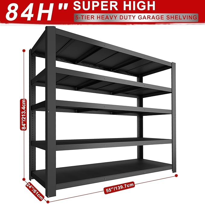 84" H Garage Shelving, Storage Shelves 3050LBS Heavy Duty Storage Shelves - Image 2