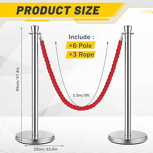 Wesiti 6 Pcs Silver Stainless Steel Stanchion Post - Image 2