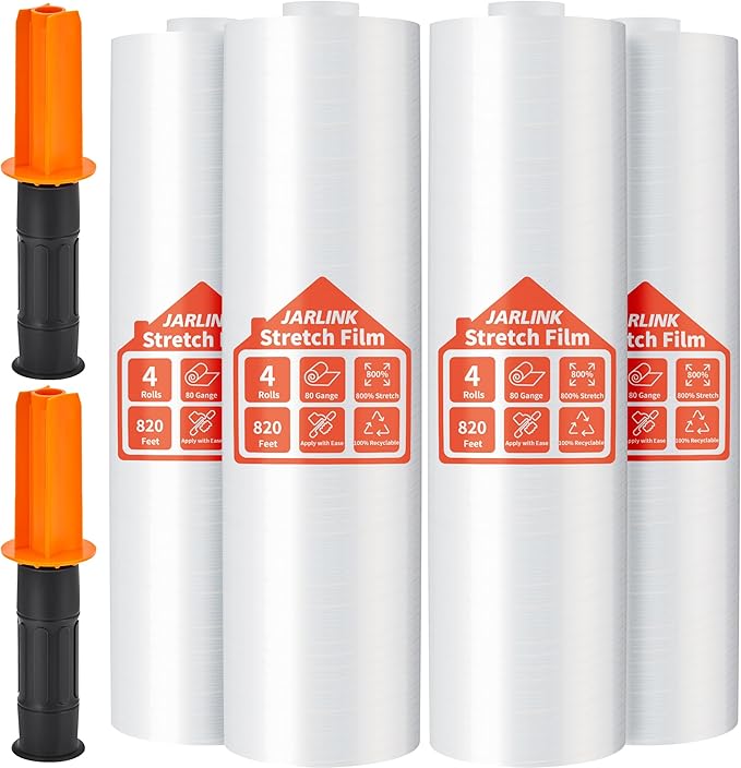 JARLINK Stretch Film, 80 Gauge, 15 Inch x 820 Feet Shrink Wrap by JARLINK