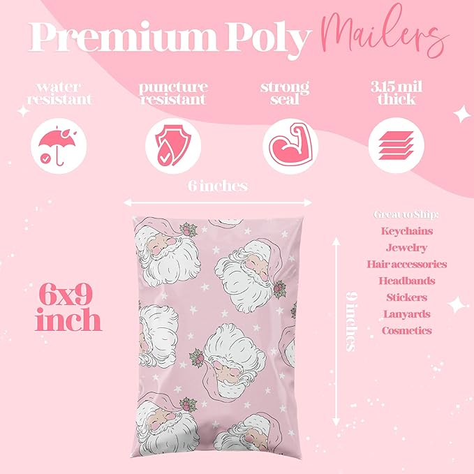 14.5x19 Designer Christmas Holiday Poly Mailers 100 Pack Heavy Duty Waterproof - Image 4