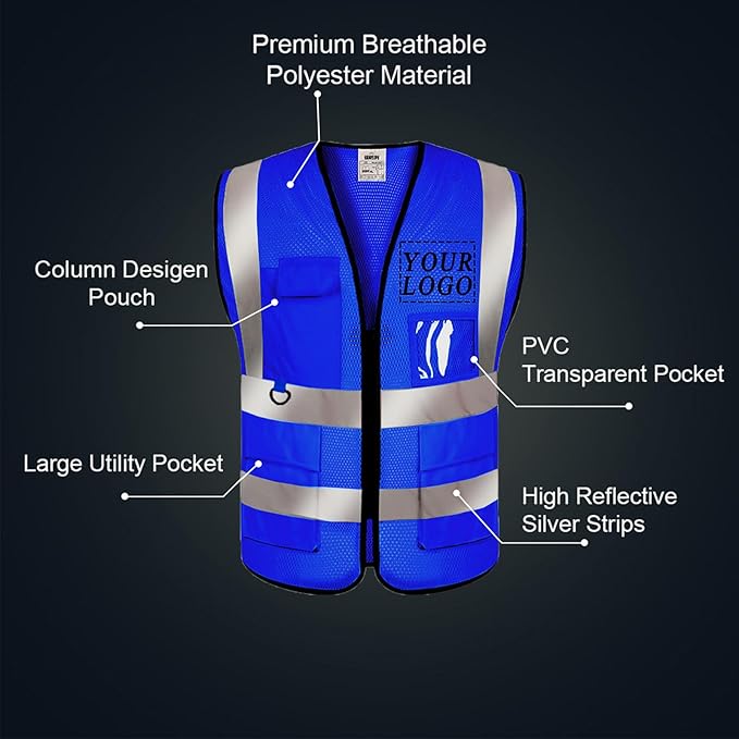 BeautyWill Custom Safety Vest Logo Class 2 High Visibility Reflevtive Vest - Image 5