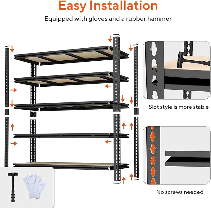 5 Tier Garage Shelving, Adjustable Heavy Duty Garage Shelves, Metal Storage - Image 6