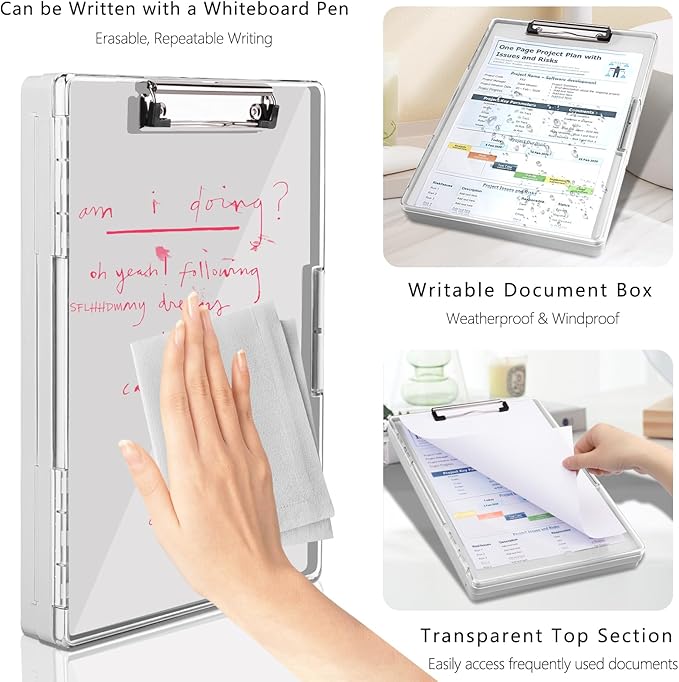 Clipboard with Storage, Heavy Duty Clip Boards 8.5x11 with 2 Storage Case - Image 5