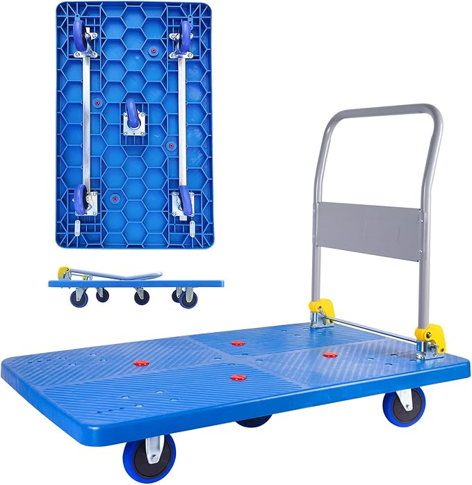 Doppy Flatbed Cart, 1320lbs Heavy Duty Capacity Platform Hand Truck 360 Degree by Doppy
