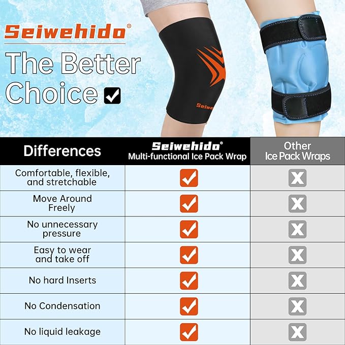 Extended Knees Ice Pack for Injuries Freeze Compression Sleeve Reusable Soft - Image 5