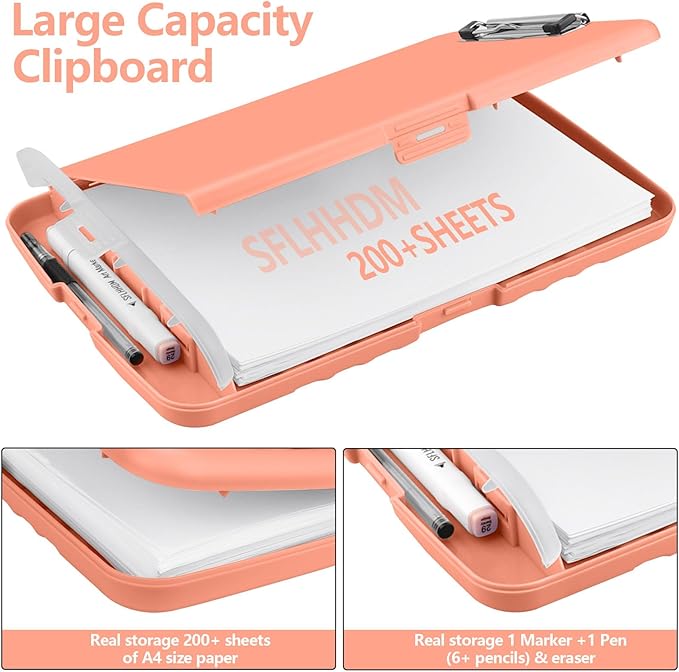SFLHHDM Plastic Clipboard with Storage, High Capacity Clip Boards 8.5x11 with - Image 2